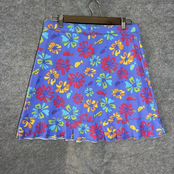 fresh produce Dresses & Skirts - Fresh Produce Splash Skirt Womens Sz L Blue Floral Ruffle Unlined‎ Stretch